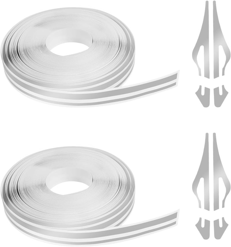 ongfuwu 2 Rolls×32Ft Car Pinstriping Tape, Vinyl Automotive Pinstriping Tape Stripe Decal, DIY Car Body Side Stripes Trim Sticker, Universal for Motorcycle Door Home Musical Instrument(Silver) - Image 1